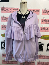 Load image into Gallery viewer, Zara Lavender Ruffle Front Zip Hoody (Size M)