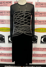 Load image into Gallery viewer, Vintage Cartise Black Velvet Illusion Dress (Size 12)