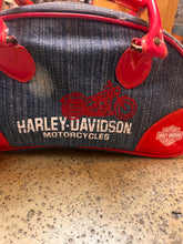 Charger l'image dans la galerie, Y2K Denim/Red Vinyl Harley Davidson Purse