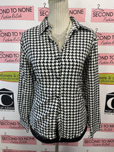 Charger l'image dans la galerie, Ralph Lauren B&W Houndstooth Cotton Blouse (Size PXL)