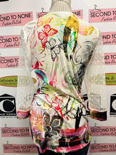 Load image into Gallery viewer, Bold Butterfly Sheer Sleeve Tunic Top (Size M)
