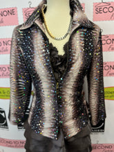 Load image into Gallery viewer, Red Coral Sparkly Sheer Jacket (Size M)