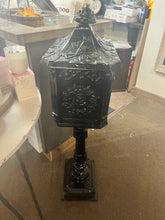 Load image into Gallery viewer, Antique Black Cast Iron Pedestal Mailbox