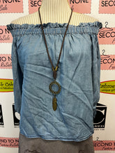 Load image into Gallery viewer, Denim Off The Shoulder Top (Size S)