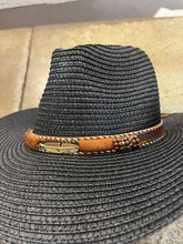 Cargar imagen en el visor de la galería, Black Cowboy Hat with Faux Leather Strap (Only 1 Left!)
