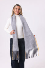 Cargar imagen en el visor de la galería, Grey Fringe Blanket Scarf