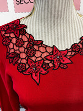 Load image into Gallery viewer, Bright Red Floral Accent Top (Size M)
