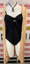 Cargar imagen en el visor de la galería, Black One-Piece Swimsuit with Tie Front (Size L)