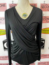 Load image into Gallery viewer, Faux Wrap Black Top (Size M)