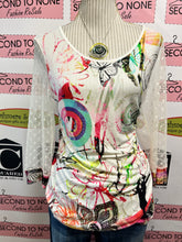Load image into Gallery viewer, Bold Butterfly Sheer Sleeve Tunic Top (Size M)