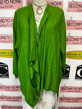 Load image into Gallery viewer, Emerald Green Linen Blend Waterfall Jacket (Size L/XL)