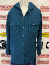 Cargar imagen en el visor de la galería, Columbia Dark Teal Micro Plaid Hooded Shirt (Size XL)