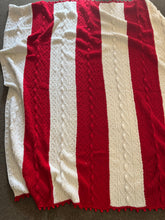 Load image into Gallery viewer, Hand-Knit Cable Red/White Blanket