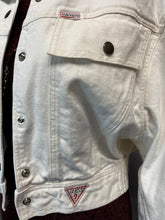 Load image into Gallery viewer, Vintage Guess White Cropped Denim Jacket (Size S)