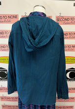 Cargar imagen en el visor de la galería, Columbia Dark Teal Micro Plaid Hooded Shirt (Size XL)