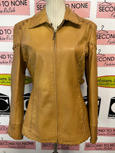 Load image into Gallery viewer, Vintage Kasper Tan Braided Leather Jacket (Size L)