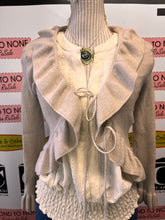 Load image into Gallery viewer, Ruffle Trim Knit Bolero Shrug (Size M)
