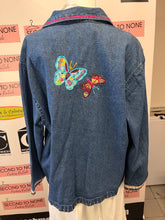 Load image into Gallery viewer, Butterly Applique Denim Jacket (Size Large)