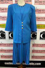 Load image into Gallery viewer, Vintage D’Alliard’s 2 PC Blue Pleated Dress (Size 18)