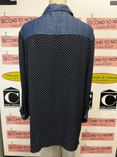Cargar imagen en el visor de la galería, Joseph Ribkoff Denim Polka Dot Top (Size XL)