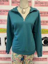Load image into Gallery viewer, Champion Vintage Look Teal Zip Neck Sweater (Size M)