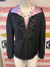 Load image into Gallery viewer, Sequin Zipper-Front Bomber Style Jacket (Size Large)