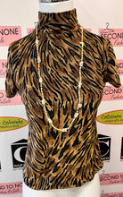 Load image into Gallery viewer, Vintage Animal-Print Mock-Neck Top (Size M)