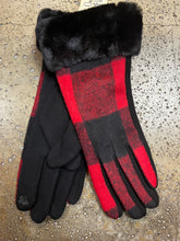 Cargar imagen en el visor de la galería, Buffalo Plaid Fur Trim Gloves (Only 1 Pair Left!)