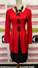 Load image into Gallery viewer, Vintage Red & Black Bow Dress (Size 8)