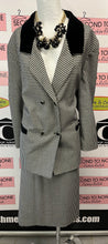 Load image into Gallery viewer, Vintage B&W Gingham Jacket & Skirt Set (Size L/XL)