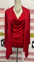 Load image into Gallery viewer, Vintage Pretty Woman Sparkly Red Top & Cardigan Set (Size S)