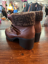 Load image into Gallery viewer, Sweater Cuff Heeled Combat Boot (Size 7)