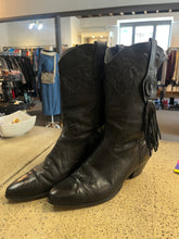 Cargar imagen en el visor de la galería, Vintage Laredo Black Leather Fringe Cowboy Boots (Size 9.5)
