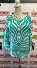 Cargar imagen en el visor de la galería, Teal Zebra Print Sheer Top (Size M)