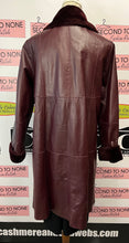 Load image into Gallery viewer, Vintage Plum Leather Long Trench Coat (Size 16W)