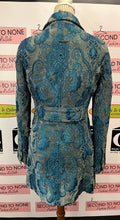 Cargar imagen en el visor de la galería, Early 2000s DKNY Teal Paisley Coat (Size S)