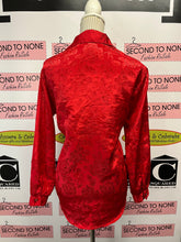 Load image into Gallery viewer, Vintage Red Rose Satin-Like Blouse (Size M)