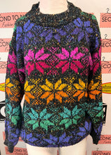 Load image into Gallery viewer, Vintage Barbara Sue Colourful Snowflake Cabin Sweater (Size L)