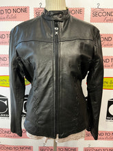 Cargar imagen en el visor de la galería, Black Genuine Leather Motorcycle Jacket (Size M)