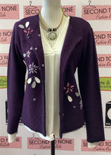 Load image into Gallery viewer, Liz Claiborne Purple Patch Wool Cardigan (M)
