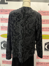 Load image into Gallery viewer, Vintage Black Velvet Glitzy Paisley Jacket (Size 14)