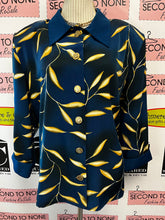 Load image into Gallery viewer, Vintage Navy & Beige Foliage Print Blouse (Size 18)