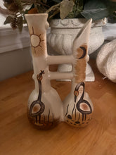 Load image into Gallery viewer, Vintage Sgraffito Ceramic Twin Wedding Vase