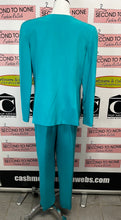 Load image into Gallery viewer, Vintage Shomi 100% Silk Teal Pant Suit Set (Size 10)