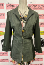 Load image into Gallery viewer, Olive Leather Accent Jacket (Size L)
