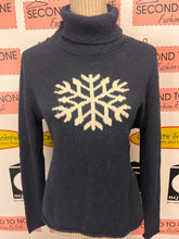 Load image into Gallery viewer, NWT Navy Snowflake Turtleneck Sweater (Size M)
