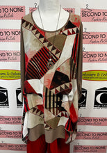 Cargar imagen en el visor de la galería, Artex Abstract Print Ruched Front Top (Size XL)