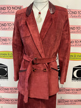 Load image into Gallery viewer, Vintage Red Leather & Snake Skin Jacket & Skirt Set (Size 10)