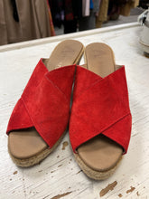 Load image into Gallery viewer, Red Suede Wedge Espadrille Sandals (Size 9/EU 40)