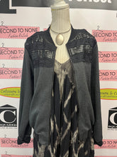 Load image into Gallery viewer, Red Coral Leather & Lace Zip Sweater (Size XXL)